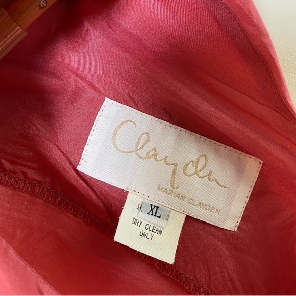 MARIAN CLAYDEN Pink Vintage 90s Black Tissue Silk Dress Padded Shoulders - Picture 3 of 5